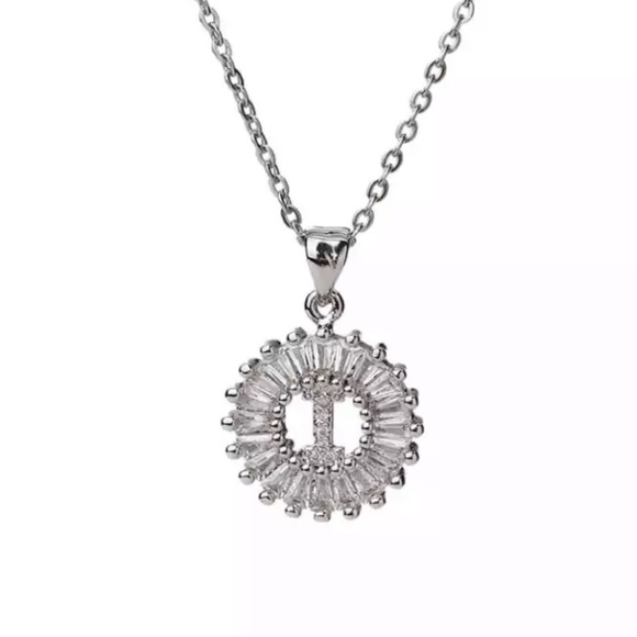 Jewelry - Silver Initial Crystal Pendant Necklace A-Z